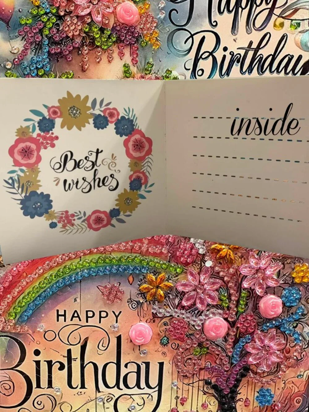 2 Handmade Rhinestone Birthday Card – Sparkling Keepsake